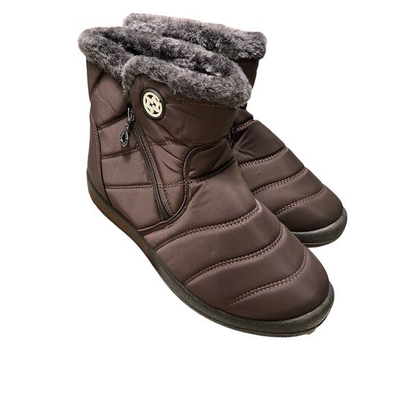 Hsyooes Women's Warm Fur Lined Snow Boots - Waterproof Booties - Black, Size 9.5 - Picture 7 of 11